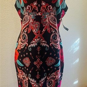 New York & Company Black Paisley Midi Dress